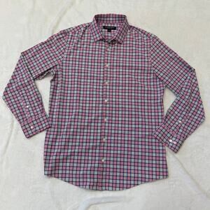 Mizzen+Main Men’s Pink Plaid Performance Button Down Large Trim